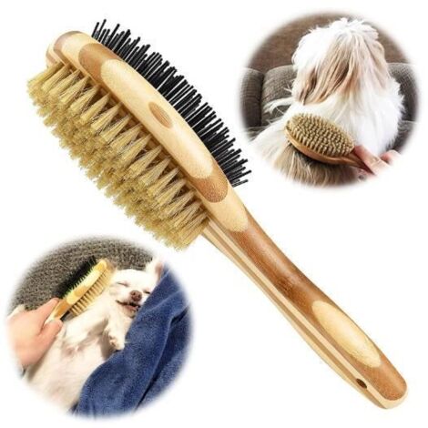 Brosse de toilettage - Non spécifié - Double Face - Ergonomique - Poils de sanglier - Réduit la perte de poils (1/4)