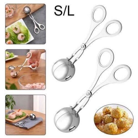 2 x Modèle de cuillère à boulettes de viande en acier inoxydable pour cuisine non collante (1/4)