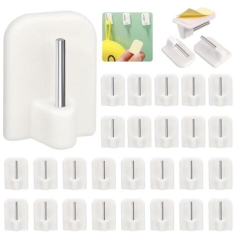 Lot de 30 Crochet Rideau, accroche Rideau sans percage pour fenêtre, Blancs, Crochets de fenêtre à Crochets de Rideau pour (1/4)