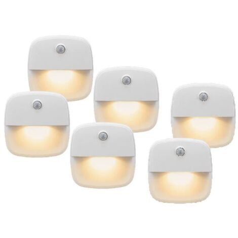 6Pcs Lumiere Détecteur de Mouvement Interieur,Lampe Detecteur de Mouvement Pile,Veilleuse LED automatiquel pour Chambre,Couloir (1/4)