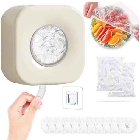 boîtes de rangement pour film plastique,distributeurs de film alimentaire,Boîte carrée,anti-poussière,Mural storage bag-Beige (1/4)