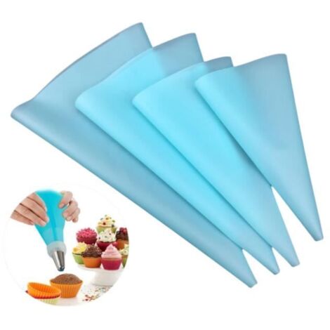 8pcs 4 Tailles Poche Pâtissière en Silicone, Réutilisable Poche à Douille pour Glaçage et Décoration Gâteau Pâtisserie Sucre (1/4)