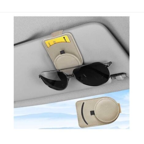 Porte Lunettes pour Voiture, Magnétique Support Lunettes Voiture, Leather Multifunctional Organisateur Voiture, Clip de Support (1/4)