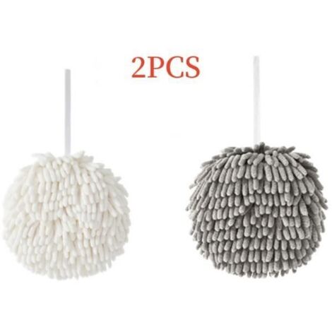 Torchons de Cuisine,Serviettes à Main,Essuie-Mains de Toilette,serviettes à boules suspendues en Peluche,pour salle de bain,maison (1/4)