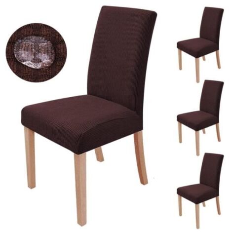 Housses de Chaise - Non spécifié - 4 Pièces - Extensible - Polyester - Marron (1/4)
