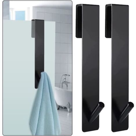 Lot de 2 crochets de porte en acier inoxydable pour paroi de douche sans perçage, crochets au-dessus de porte, porte-serviettes (1/4)