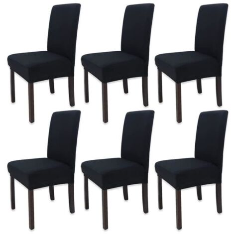 6 Pièces Housse de Chaise Moderne élastique, Amovible Lavable Extensible Housses de Chaise de Salle à Manger(Noir) (1/4)