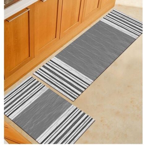 2pcs Tapis de Cuisine Antidérapant Lavable en Machine Tapis de Bain Paillasson Tapis de Sol Cuisine (40x120+40x60cm) (1/2)
