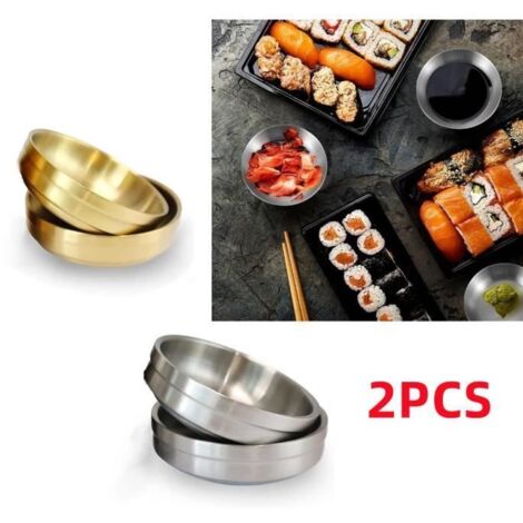 Bol à Tapas - Inox - 9x2.6 CM - Durable - Compatible lave-vaisselle - Argent/Or (1/4)