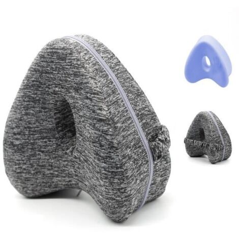 Oreiller orthopédique en mousse à mémoire de forme pour dormir avec coussin de soutien pour les jambes - Gris (1/4)
