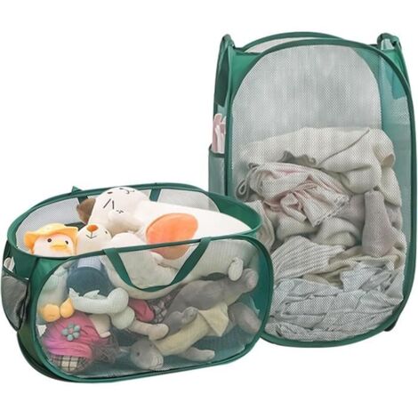 Panier à Linge - Pliable - 2 pièces - Tissu Polyester - Résistant aux Déchirures (1/4)