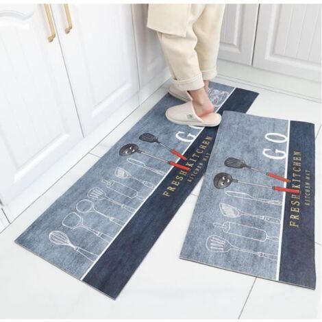 Tapis de Cuisine,Tapis Antidérapant Cuisine,Lavable,Antidérapant&Antistatique,Tapis Couloir pour Salle à Manger,40x60cm+40x120cm (1/4)
