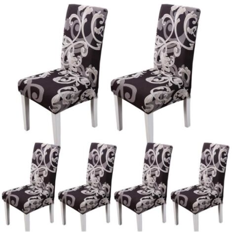 Housses de Chaise - Moderne - Motif de Fleur - 6 Pièces - Élastique - Durable (1/4)