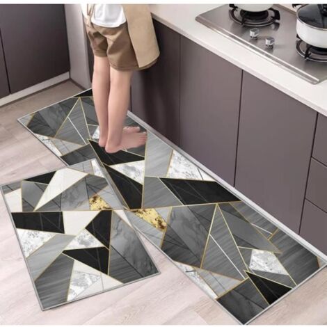 Tapis de cuisine - Non spécifié - Lot de 2 - Antidérapant - Absorbant - Lavable (1/4)
