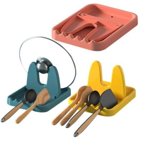 Lot de 3 étagères à cuillères pliables en plastique pour ustensiles de cuisine multifonctions, support pour cuillères (1/4)