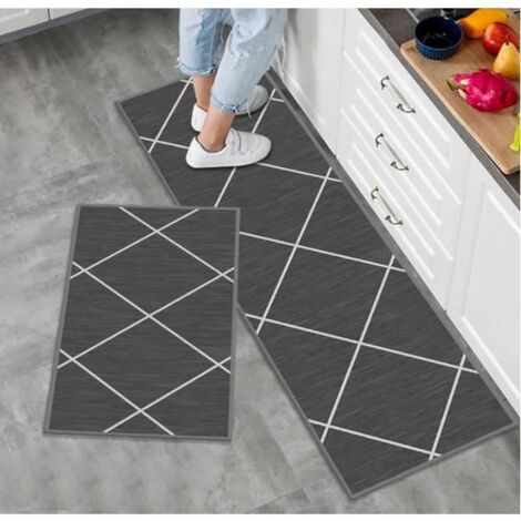 Tapis de Cuisine - Antidérapants - Lavables - 40x60cm + 40x120cm - Microfibre - Confortable (1/4)