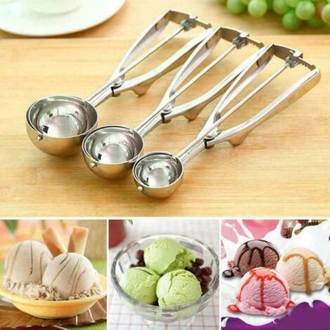 3pc cuillère à crème glacée alimentaire en acier inoxydable avec biscuits gâchette set pâte déclencheur glace ensemble de pour