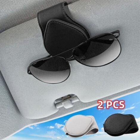 Porte Lunettes - Accessoires Voiture - 2PCS - Cuir PU - Ventouse Magnétique - Rangement Pratique (1/4)