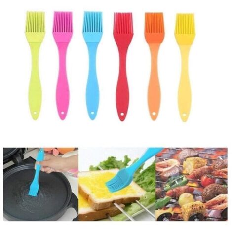 Pinceau à huile - Cuisine - Silicone - Résistant aux hautes températures - Couleur aléatoire - 6 pièces (1/4)