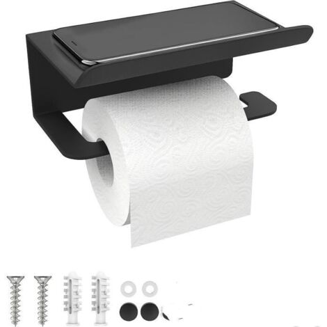 Porte Papier Toilette Mural avec Etagère, Porte Rouleau Papier Toilette Adhésif pour Salle de Bain, Acier Inoxydable Support Papier (1/4)
