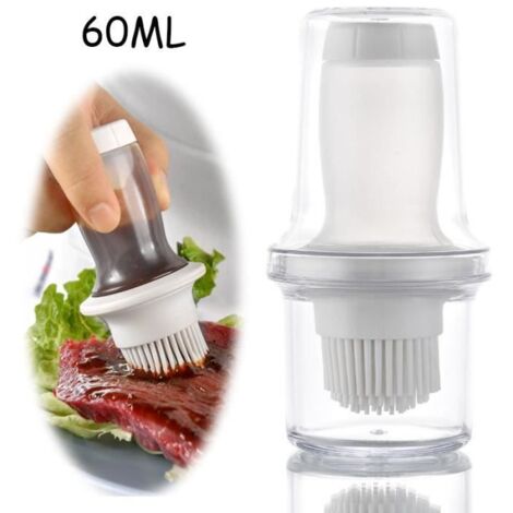 Pinceau Cuisine - Haute Qualité - Distributeur d'Huile - Silicone Alimentaire - Gris - 2 en 1 (1/4)