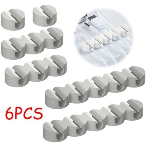 Organisateur de Cordon d'alimentation - Non spécifié - Clips de Câble - 6 Supports - Adhésif puissant - Blanc (1/4)