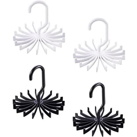 Porte Cravates - Non spécifié - 4 Pcs - Rotatif 360° - 20 Crochets - Noir/Blanc (1/4)