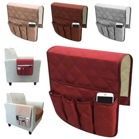 Accoudoir Organisateur Tv Remote Holder 5 Pocket Caddy Pour Canapé Canapé Fauteuil Inclinable - Couleur beige (1/3)