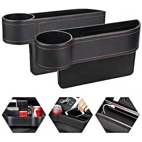 2Pcs Auto Seat Gap Organisateur Boîte de Rangement Boîte de Rangement pour Siège,Poche Latérale avec trou de Chargement USB (1/4)