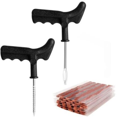 37 Pièces Kit de Réparation de Pneu, Kit Meche Pneu Voiture, Kit Reparation Pneu Tubeless avec 35 Meche Pneu Crevaison, (1/4)