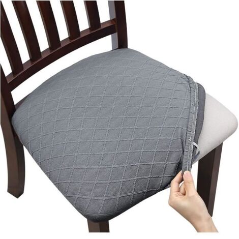 Housse de Chaise - Non spécifié - Extensible - Polyester Élasthanne - Gris Clair - 6 pièces (1/4)