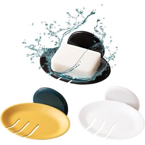 Boîte à savon - Lot de 3 - Plastique ABS - Drainage efficace - Couleurs variées - Installation sans perçage (1/4)