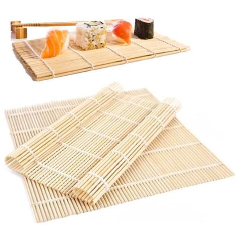 2 Pièces Natte Sushi, Rouleau a Sushi, Tapis De Sushi, Sushi Roll Mat Bamboo, Tapis De Bambou De Bricolage, Cuisines Accessoires, (1/4)