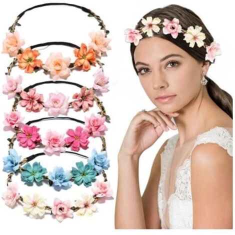Couronne de Fleurs - Non spécifié - Lot de 5 - Élastique - Ajustable - Pour Photographie et Festivals (1/4)