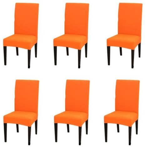 Housse de chaise 6 pièces-Orange (1/4)