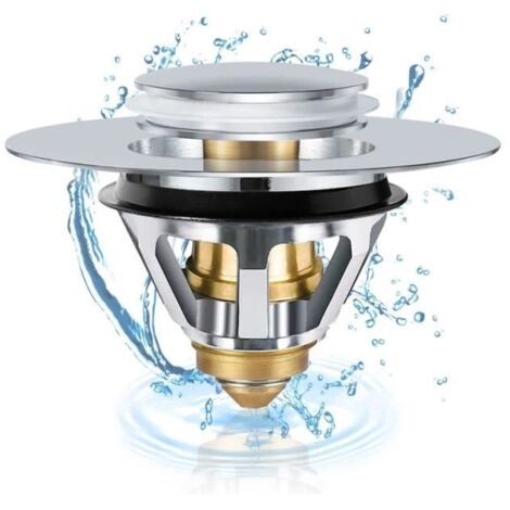 Bouchon de lavabo - Universel - Acier inoxydable - 34-38mm - Anti-bouchon - Installation facile (1/4)