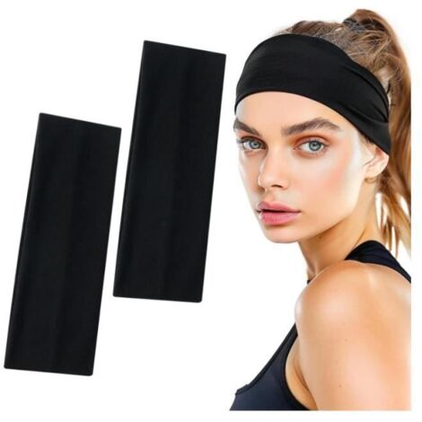 Bandeau de Sport - Femme - Noir - Élastique Antidérapant - Confortable - Respirant (1/4)