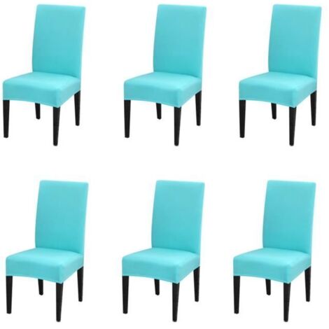 Housses de chaise -  - 6 pièces - Bleu clair - Déhoussable - Lavable (1/4)