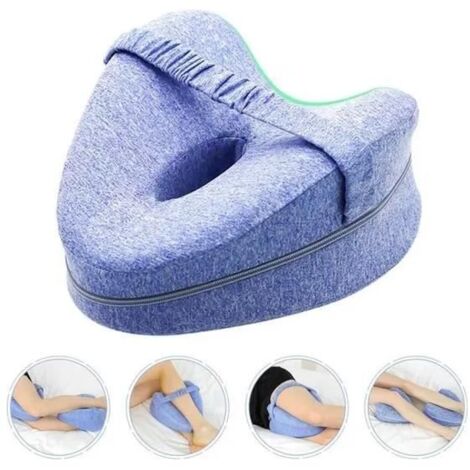 Oreiller orthopédique de Genou Le Soulagement de Sciatique - Mousse à mémoire de forme - Bleu (1/4)