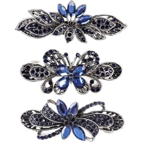 Barrettes à Cheveux - Vintage - 3 Pièces - Cristal - Strass - Alliage (1/4)