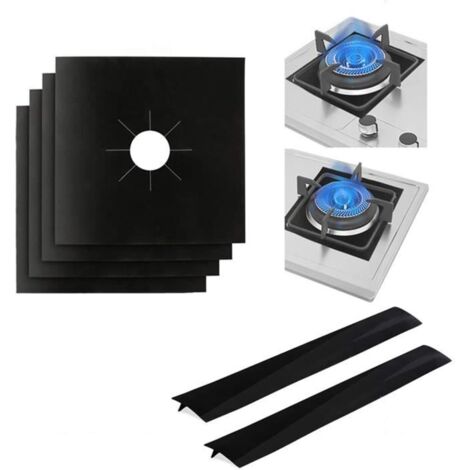 Protection de Cuisinière - Non spécifié - Couvercles de Brûleur Gaz - Teflon - Noir - Lot de 4 (1/4)