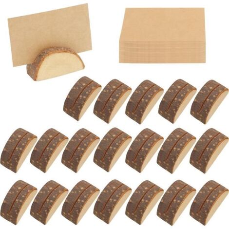 Signalisation - Marque Place - Bois en Demi-Cercle - Lot de 20 - 30 Cartes Vierge - Décoration Champêtre (1/4)