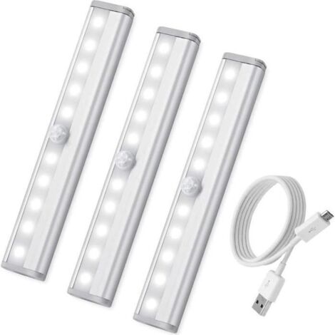 Lampe Détecteur de Mouvement - USB Rechargeable - LED - Blanc - Intérieur - 3PCS (1/4)