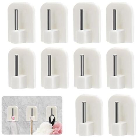 10PCS Blanc Crochets Adhésifs Rideaux, Accroches Rideau Adhesif, Tringle sans Percage Crochets Autocollants, Rideau adhésifs