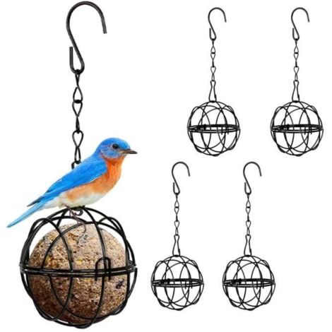 Mangeoire pour oiseaux - Métal - 4 pièces - Crochets en S - Utilisation extérieure (1/4)