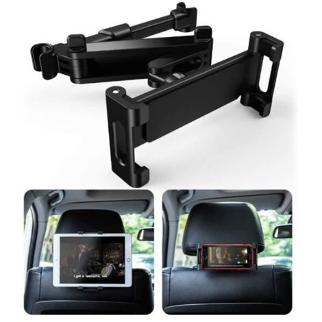 Support Tablette Voiture - Universel - Rotation 360° - Taille Réglable 6-12 Pouces - Noir (1/4)