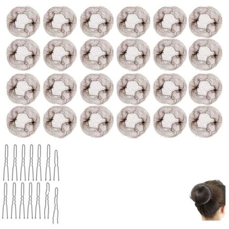Filets à Cheveux - Non spécifié - 20 Pièces - Élastique - 50 Clips en U - Brun (1/4)