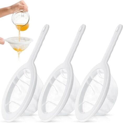 3 Pcs Passette Cuisine, 100/200/400 Mailles Tamis Filtre, Passoire Mailles Avecpoignée, pour Jus, Lait, Café, Lait de Soja (1/4)