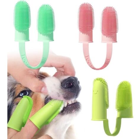 Brosse à dents pour animaux - Lot de 3 - TPR doux - Conception ergonomique - Nettoyage efficace (1/4)