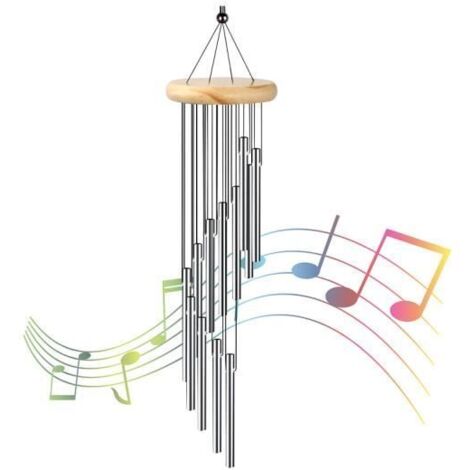 Carillons Éoliens Carillons à Vent Extérieurs Tubes en Aluminium Carillon Éoliens en Bois Massif Suspendue Carillon à Vent Musical (1/4)